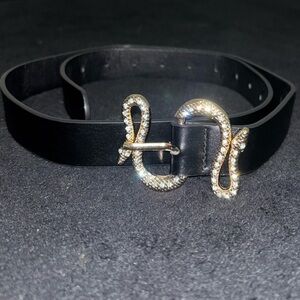 Elegant Black Belt with Gold Buckle